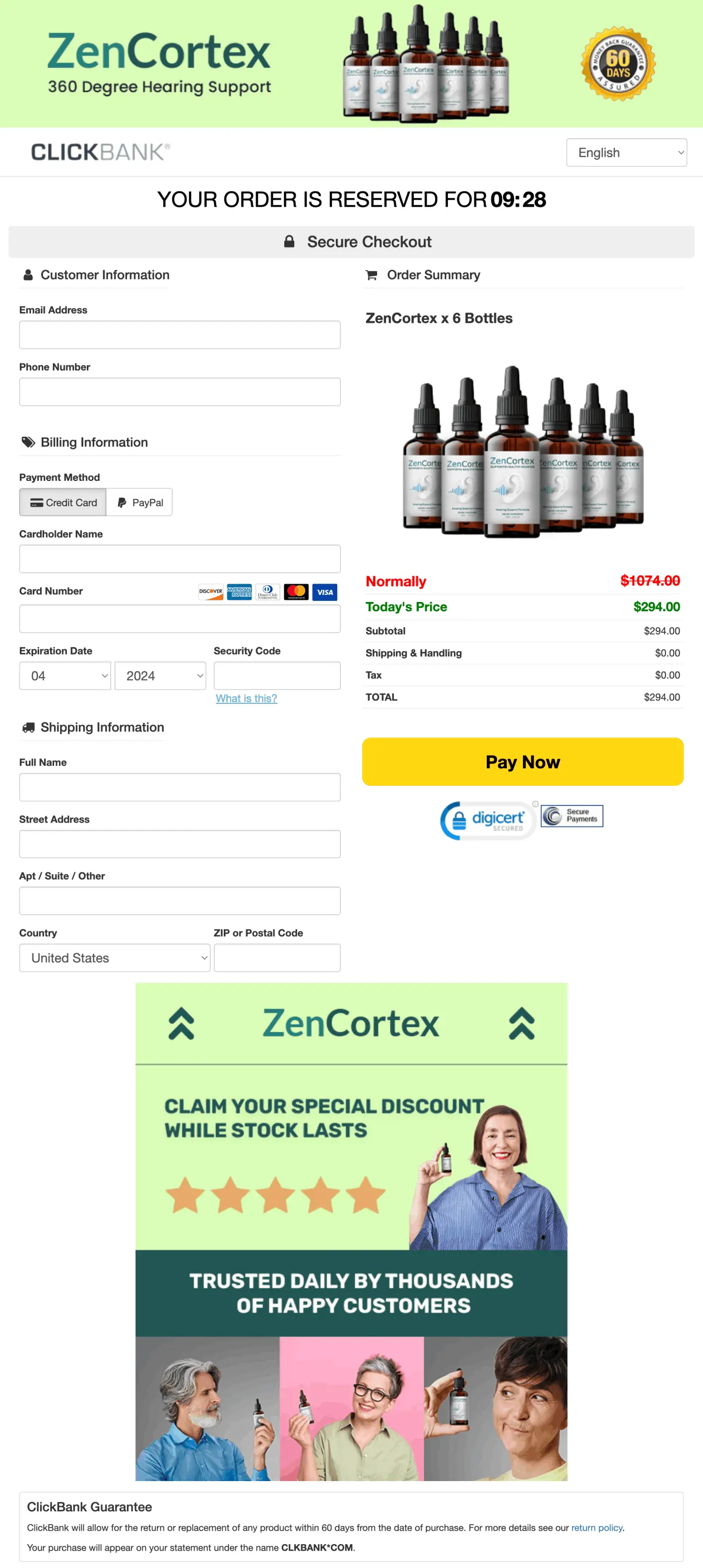 ZenCortex checkout page